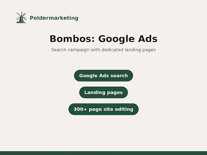 Bombos: Google Ads search campaign and landing pages
