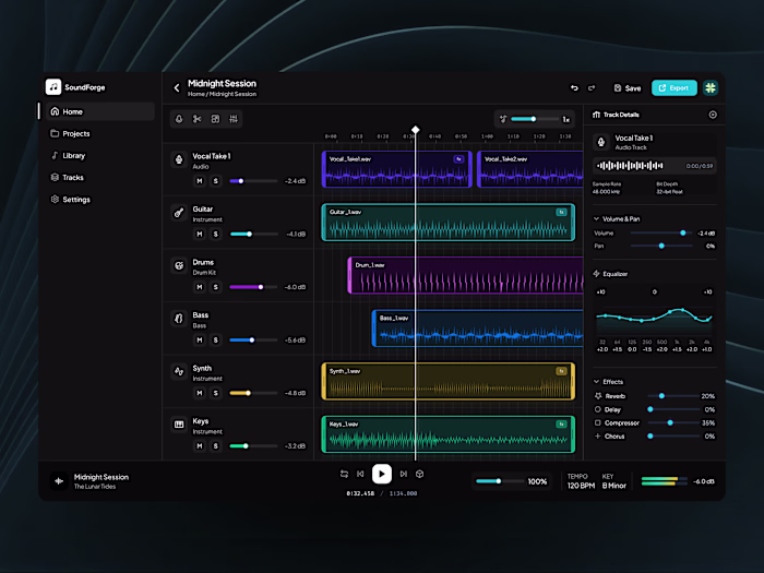 SoundForge DAW Interface Design