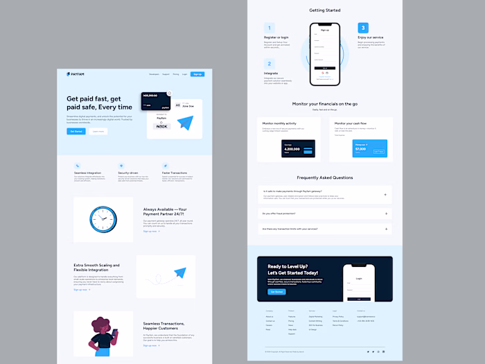 landing page for fintech product: Payfam