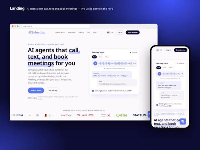 Salesdep.ai — AI SaaS · voice and text sales agents