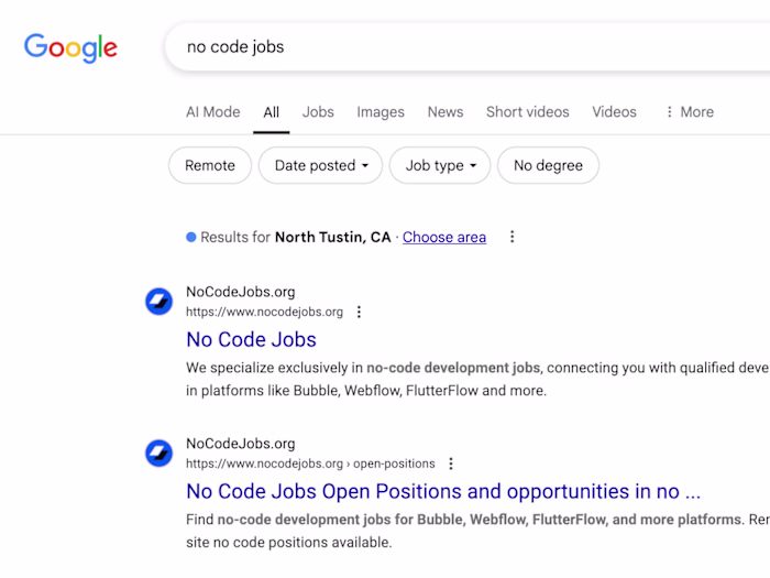 No Code Jobs - No Code Job Board