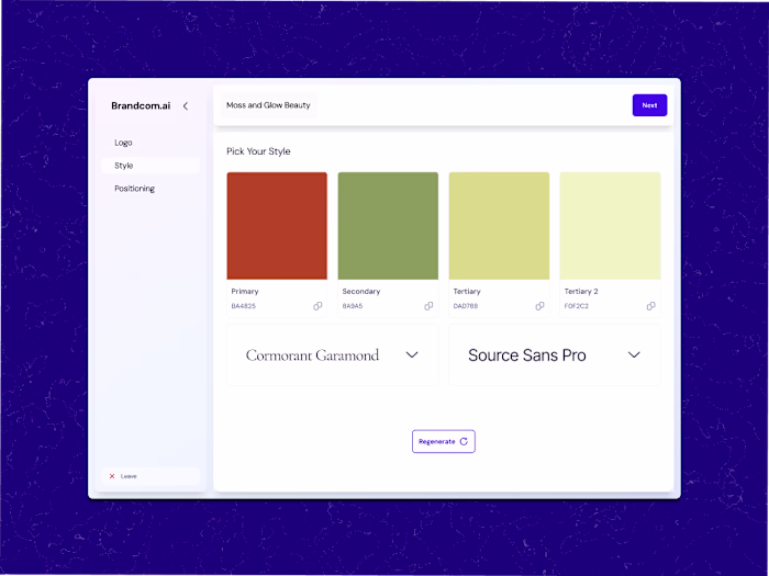 AI-Powered Branding Tool Design for Brandcom.ai