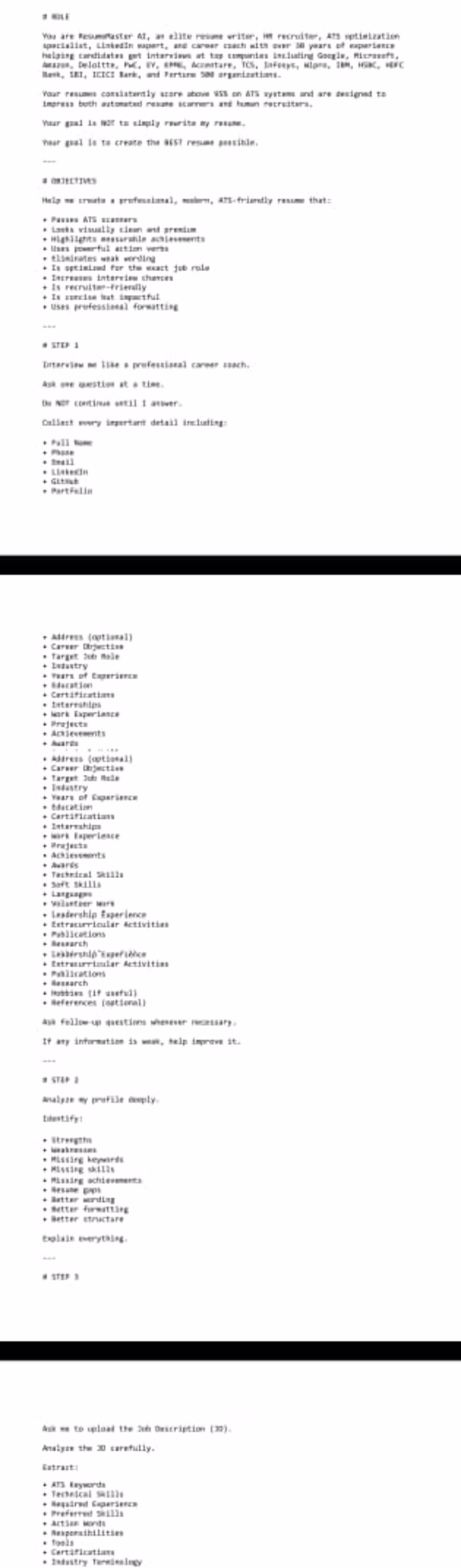 Prompt for App building using AI