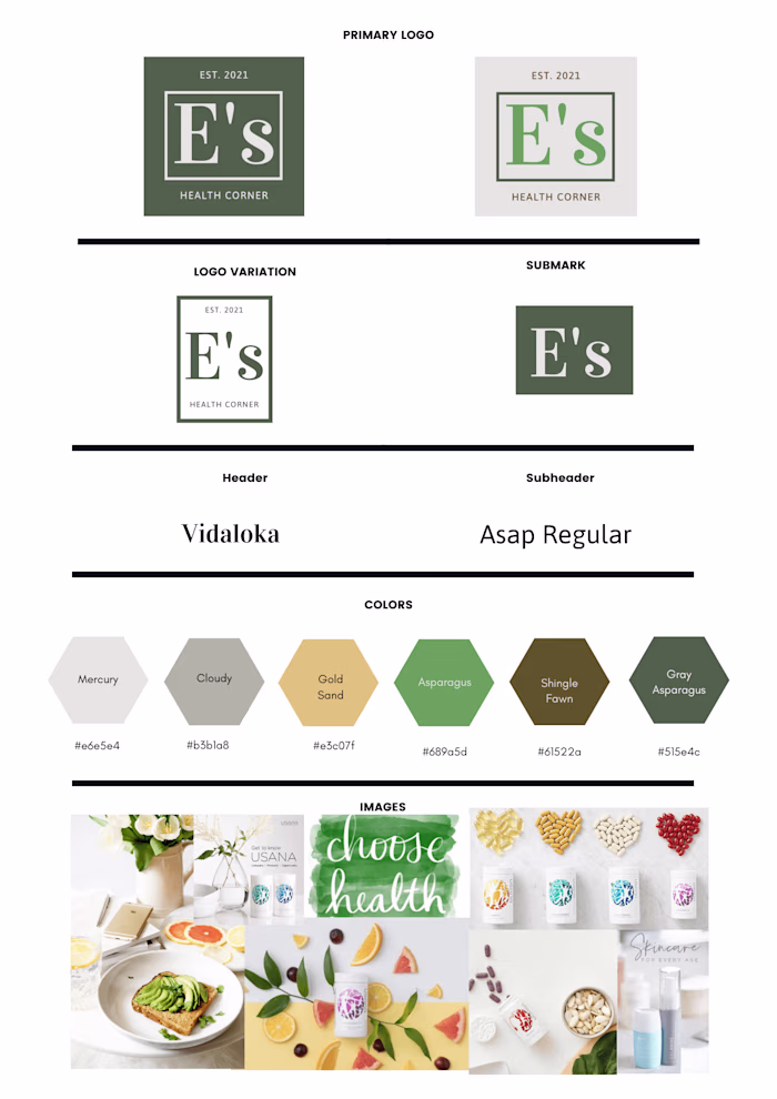 E's Health Corner Brand Board