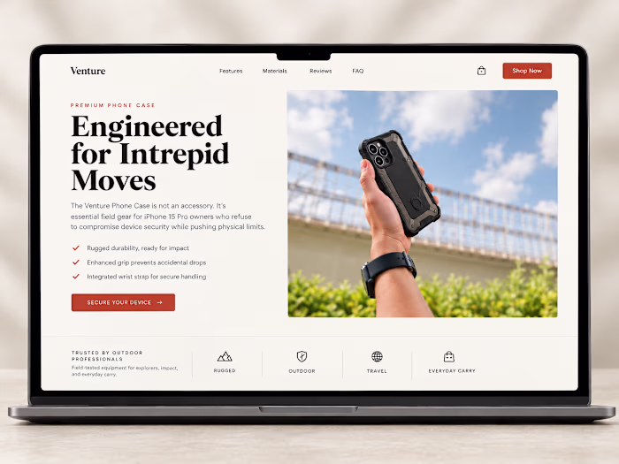 Venture Phone Case Ecommerce Landing Page
