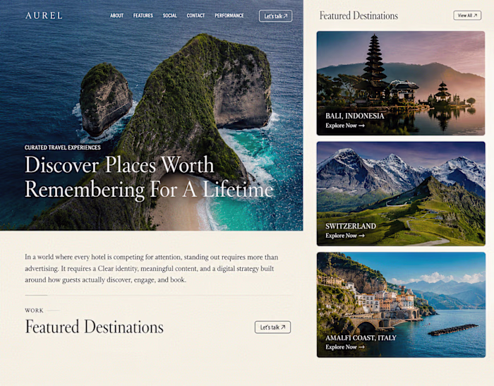 AUREL — Premium Travel Webflow Website