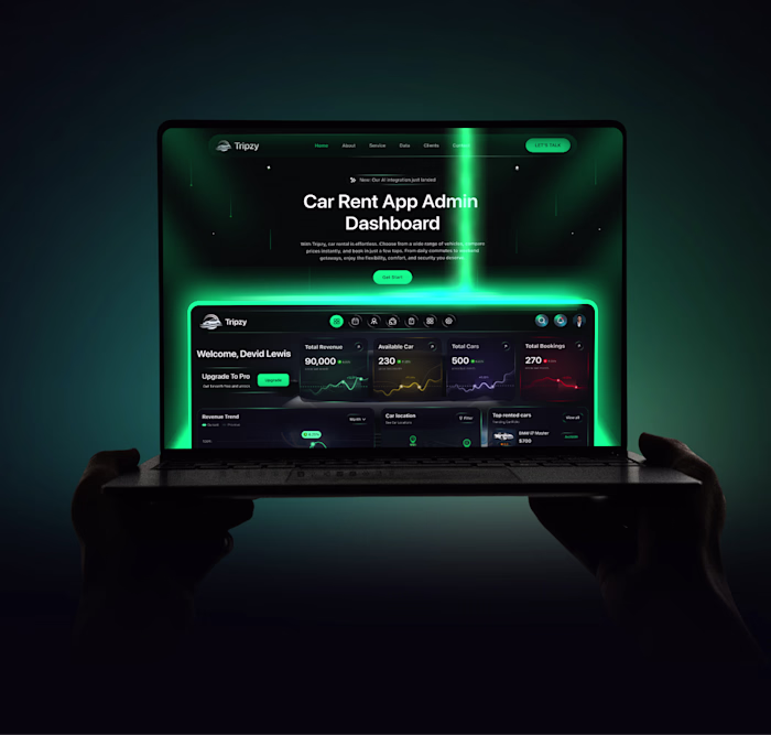 Smart Car Rental Dashboard for Web App – Modern UI/UX Design