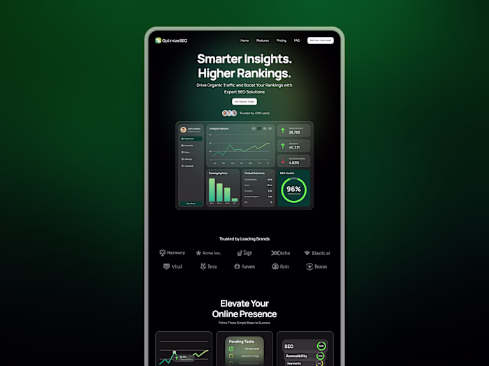 OptimizeSEO Landing Page Design
