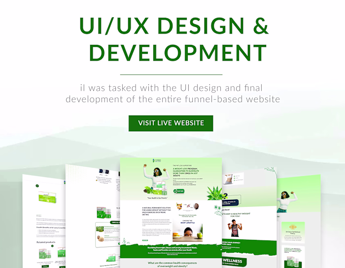 Full stack web development for nutrition provider on Behance