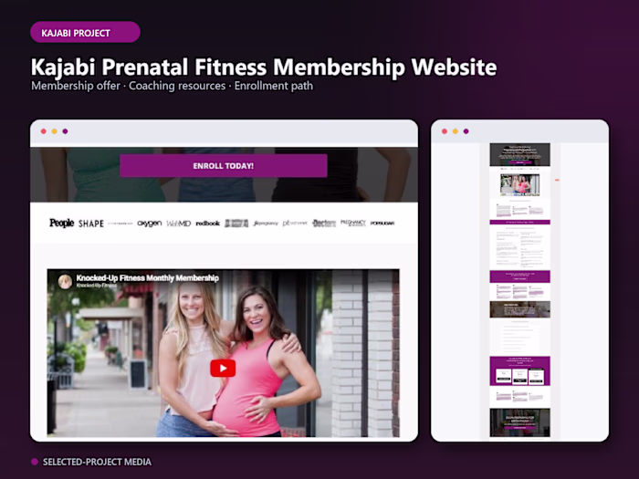 Kajabi Prenatal Fitness Membership Website & Enrollment Funnel