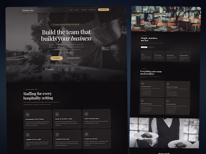 Hospitality-Themed Website Design for London Recruiter