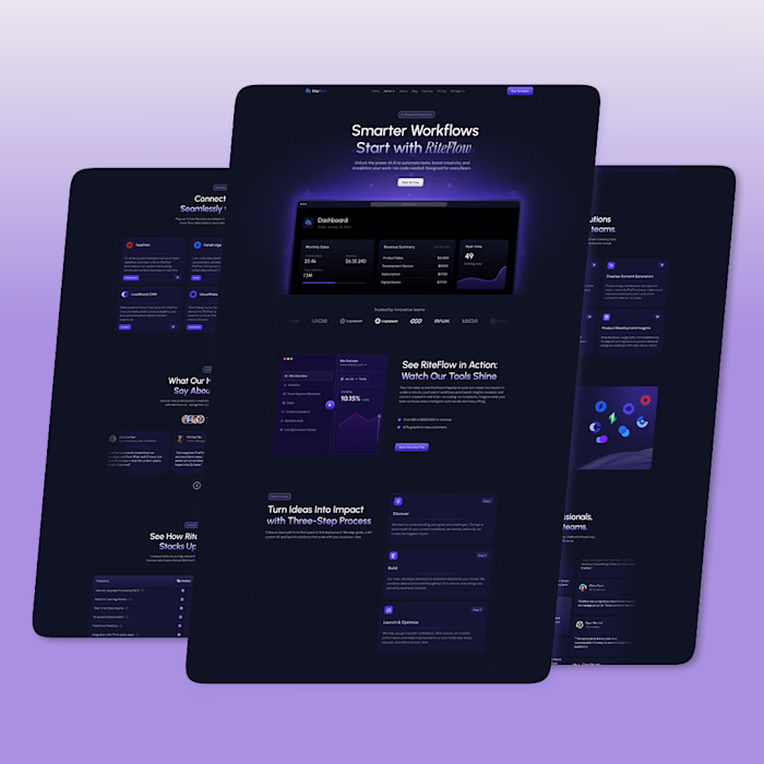 SaaS & AI Startup Website UI Design -Riteflow