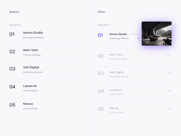 **Project Hover List** — Every