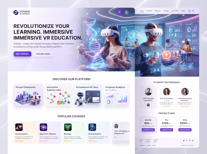 Cosmos Academy - Futuristic VR Education Landing Page UI & U...