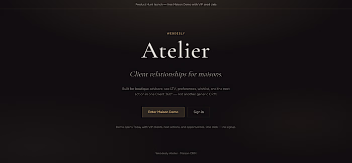 Webdesly Atelier — Luxury CRM