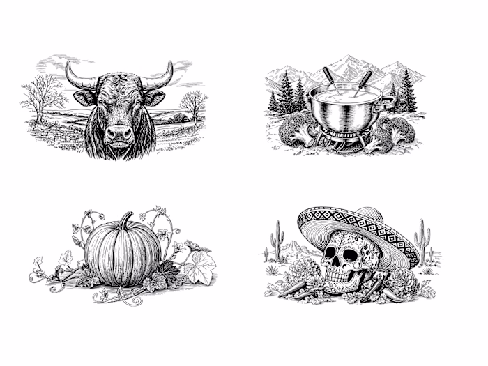Vintage Engraving Illustrations for an Artisan Food Brand