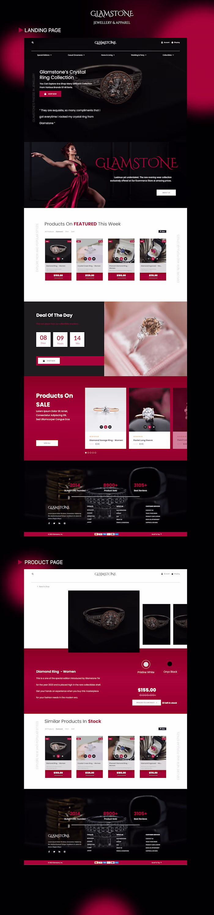 GLAMSTONE Jewellery & Apparel | Website Design