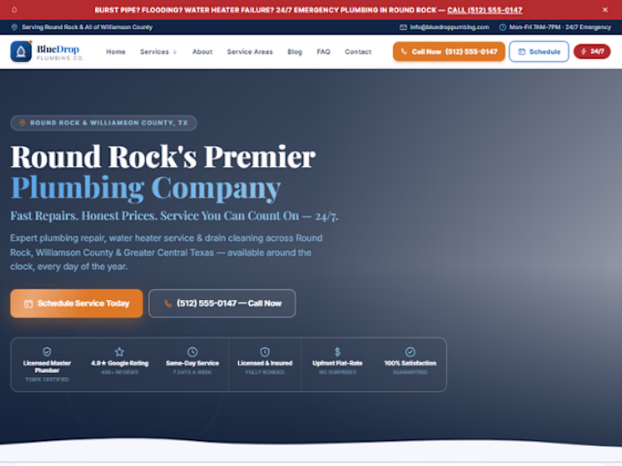 BluDrop Plumbing Company's premium website
