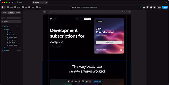 Runicdev - built in framer.