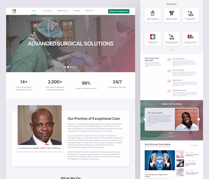 Faith Specialist Hospital Website Design