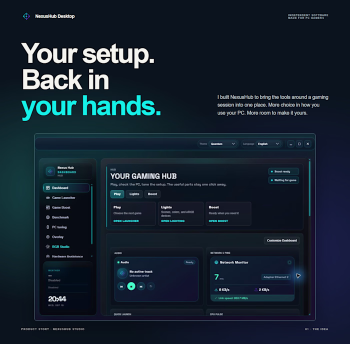 NexusHub Desktop | Your setup, back in your hands