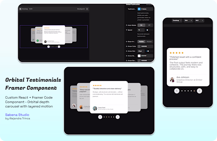 Orbital Testimonials - Framer component