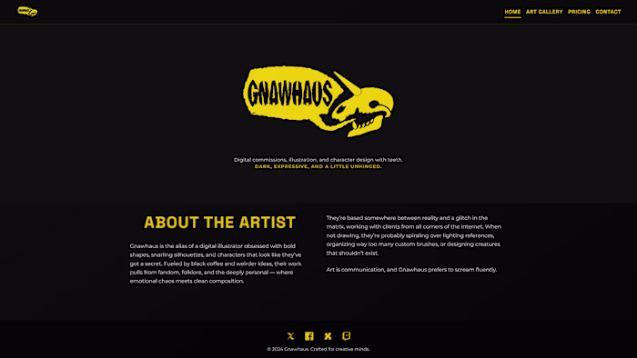 Gnawhaus Artist Portfolio Platform Design