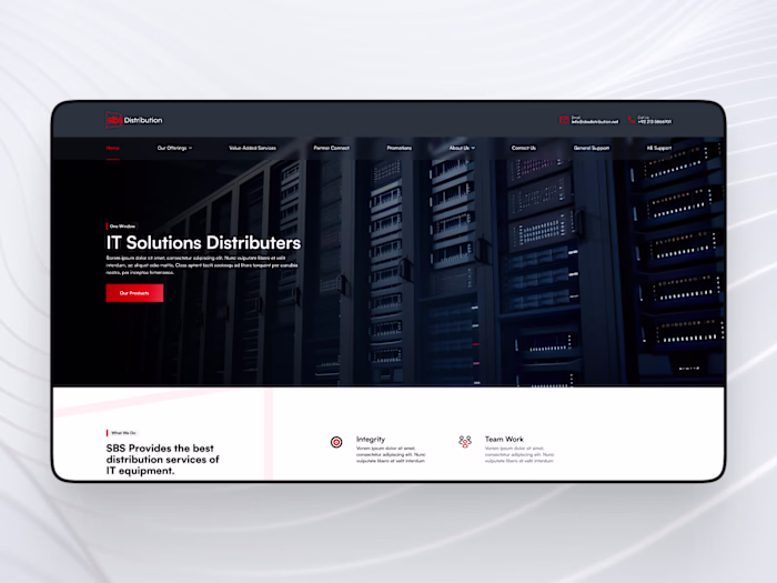 B2B IT Distribution Landing Page Design for SBS Distribution