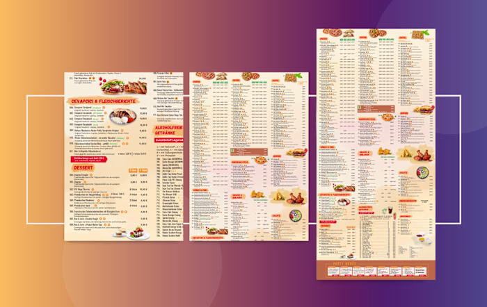 Created different versions of the menu, including print-read...