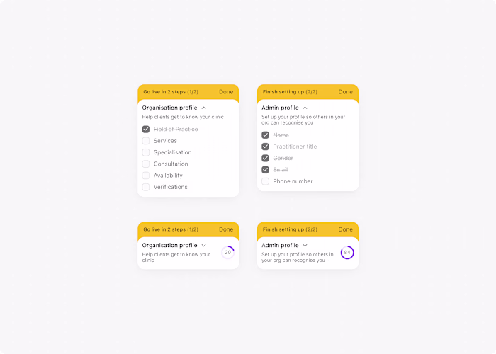 Get started (opened and minimised), designed like a To-Do