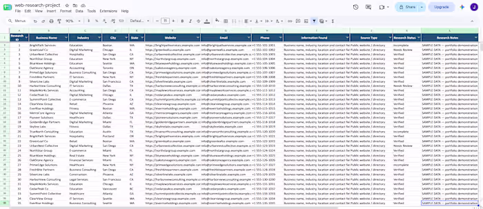 Web Research & Data Collection