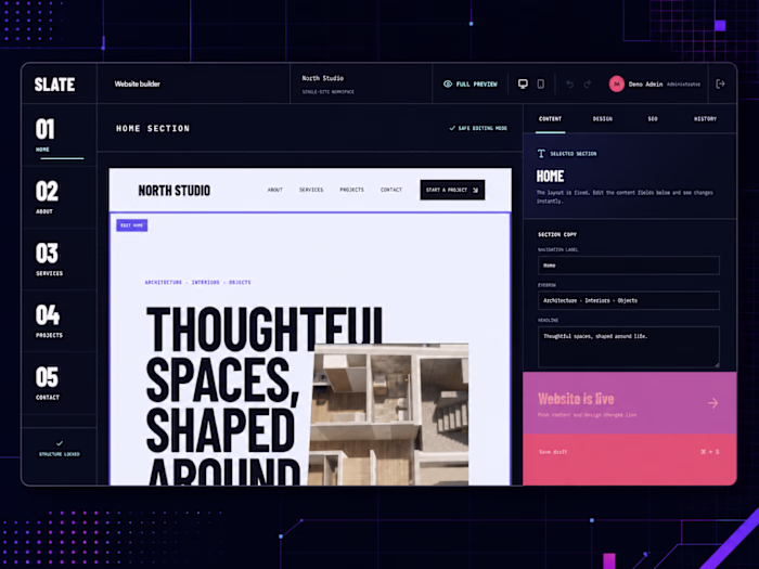 SlateCMS — Your website, clearly managed