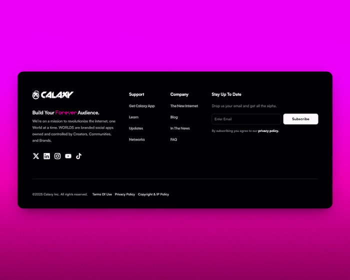 http://calaxy.com site footer Nothing too fancy but I'm happ...