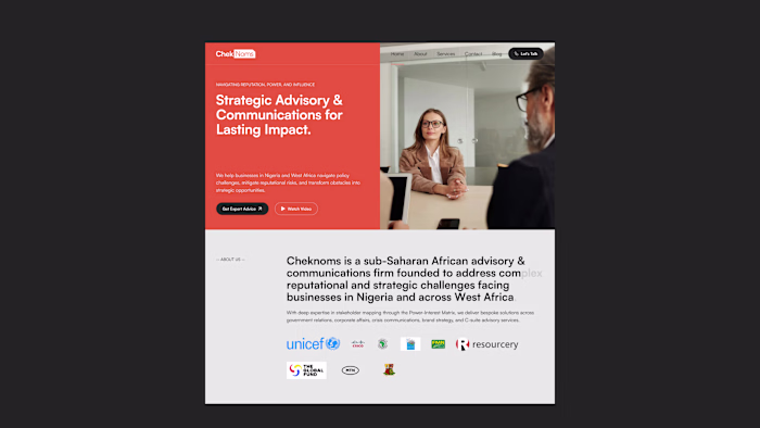 Advisory Firm Business Website Development - ChekNoms