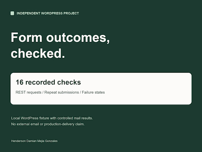 WordPress Form Outcomes — Independent Test Project