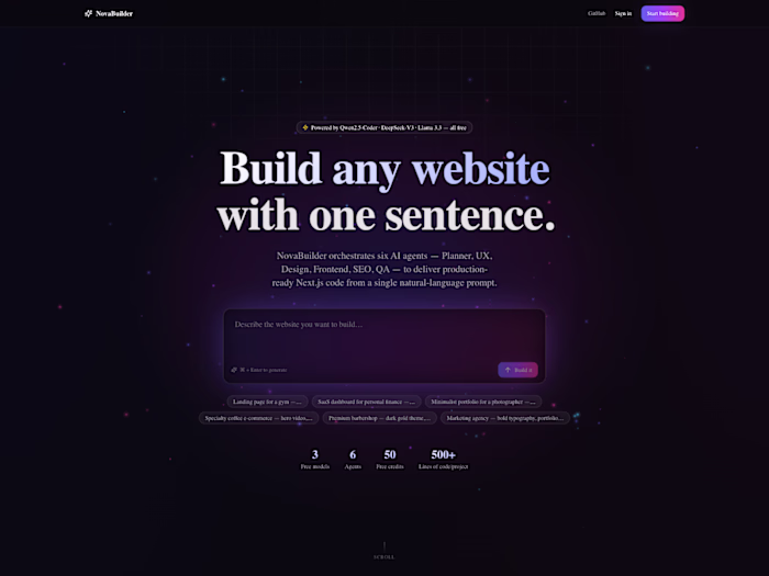 NovaBuilder AI — Build websites with natural language