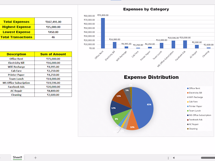 Created a professional Monthly Expense