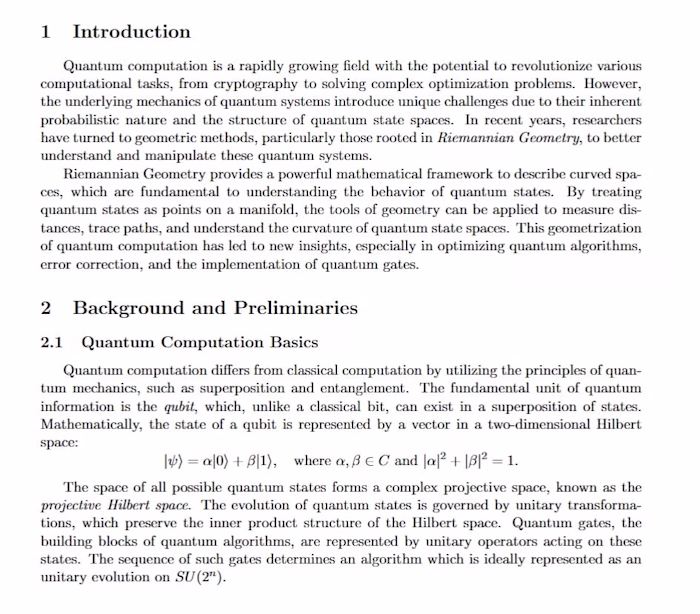 Riemannian Geometry in Quantum Computation