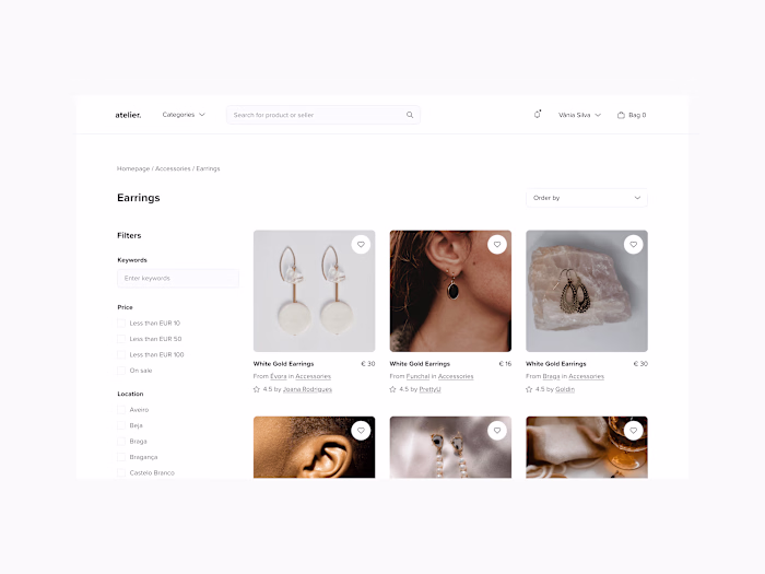 Atelier Marketplace Website (UI/UX, Product Design)