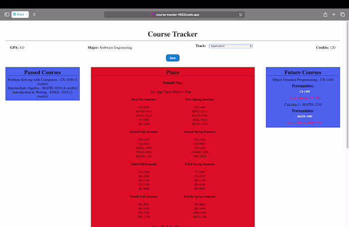 Course Tracker Development