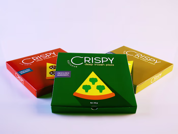Crispy Logo & Pizza Box Packaging Design