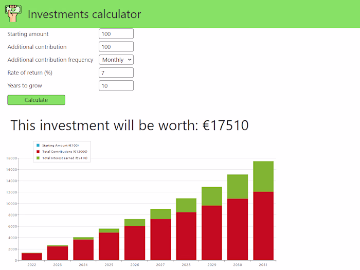 Investments calculator
