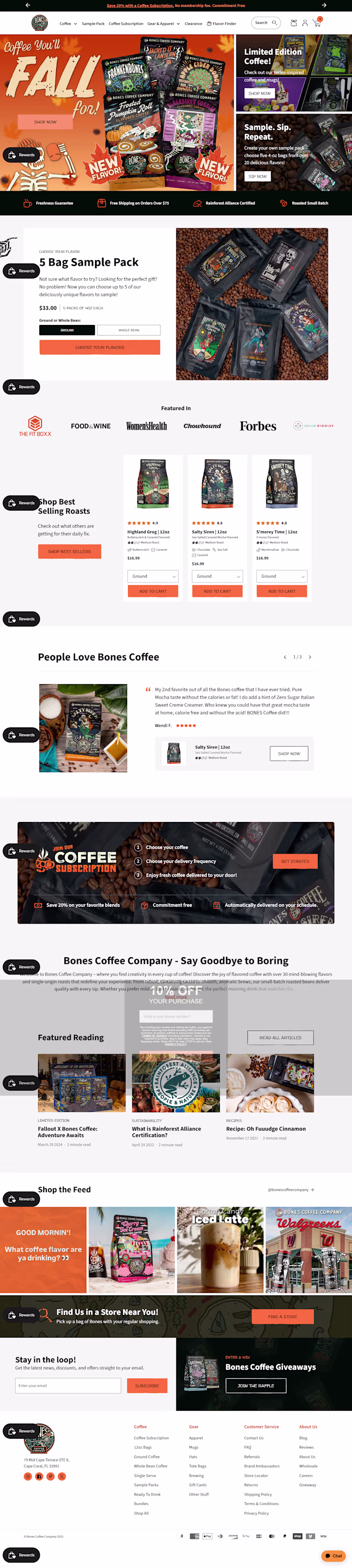Bones Coffee Co. – Bold Shopify Design for Unforgettable Flavors