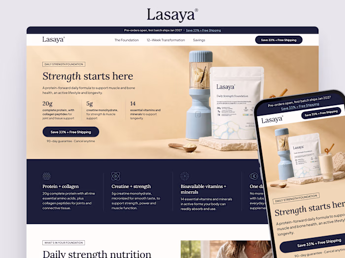 Lasaya Health - Landing page design & Replo development