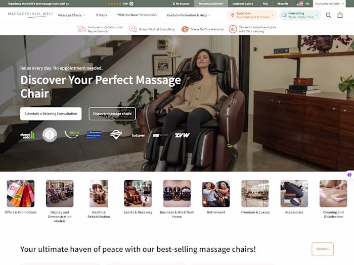 Massagesessel Welt: Shop Online and In-Store