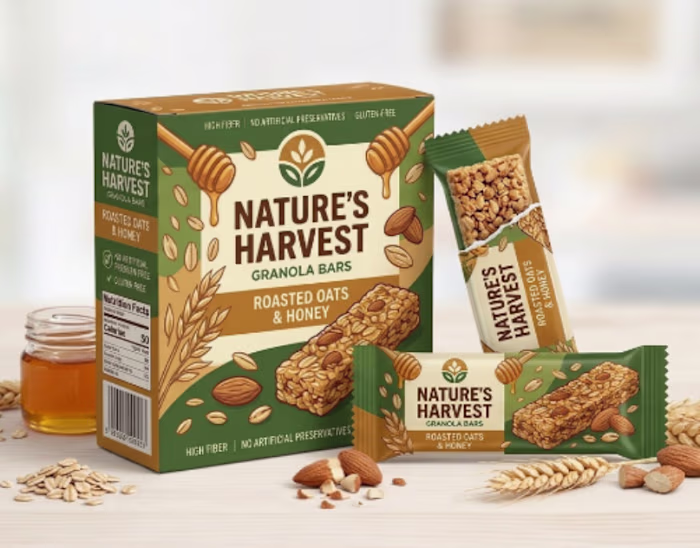 Nature's Harvest Granola Bar Packaging Design