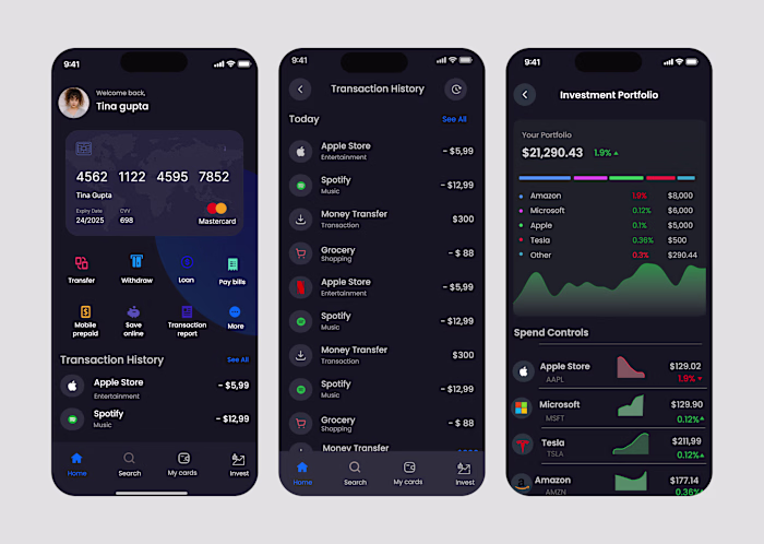 Designed a Finance App UI focusing on clarity, accessibility...