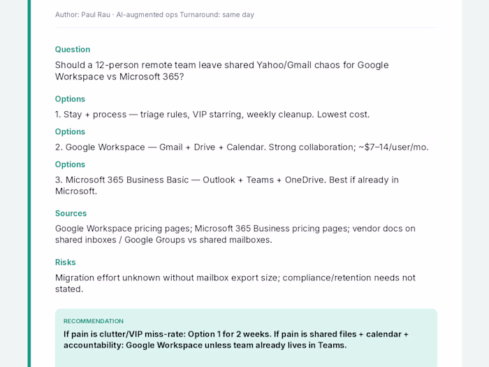 Email Tools Decision Research Brief