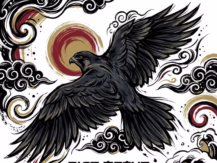 Falcon-inspired T-shirt graphics combining powerful