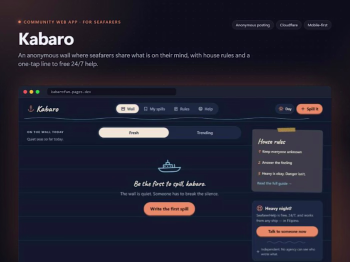 Kabaro – Anonymous Wall for Seafarers